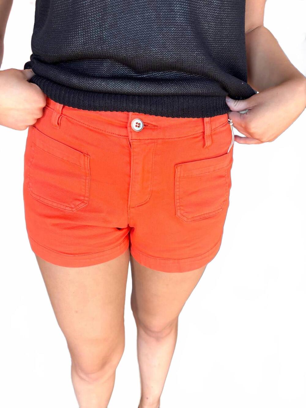NEW ANOTHER LOVE carlisle front pocket shorts in red